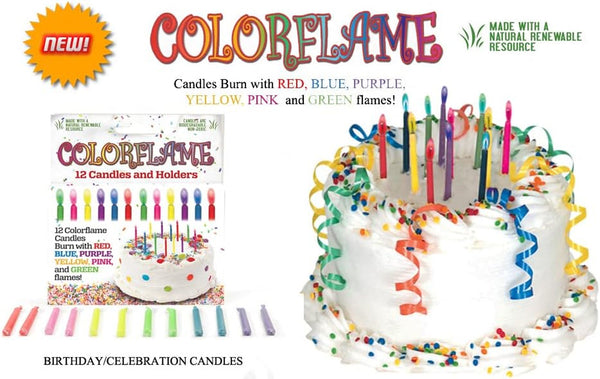 Amazing  Multicolor Happy Birthday Candles and Holders (12 Count),Unscented6