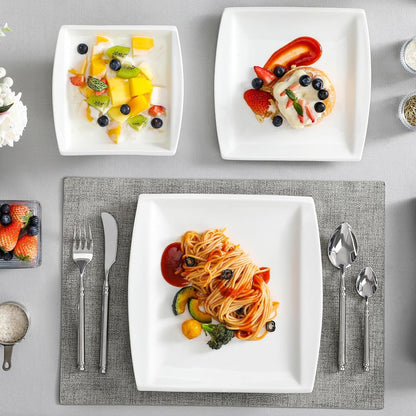 30 Piece Porcelain Dinnerware Set, Square Plates and Bowls for 67