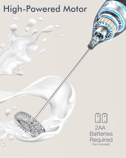Milk Frother Handheld Battery, Electric Foam Maker Frother Wand, Drink Mixer with Stainless Steel Whisk for Coffee, Matcha, Lattes, Cappuccino Black3
