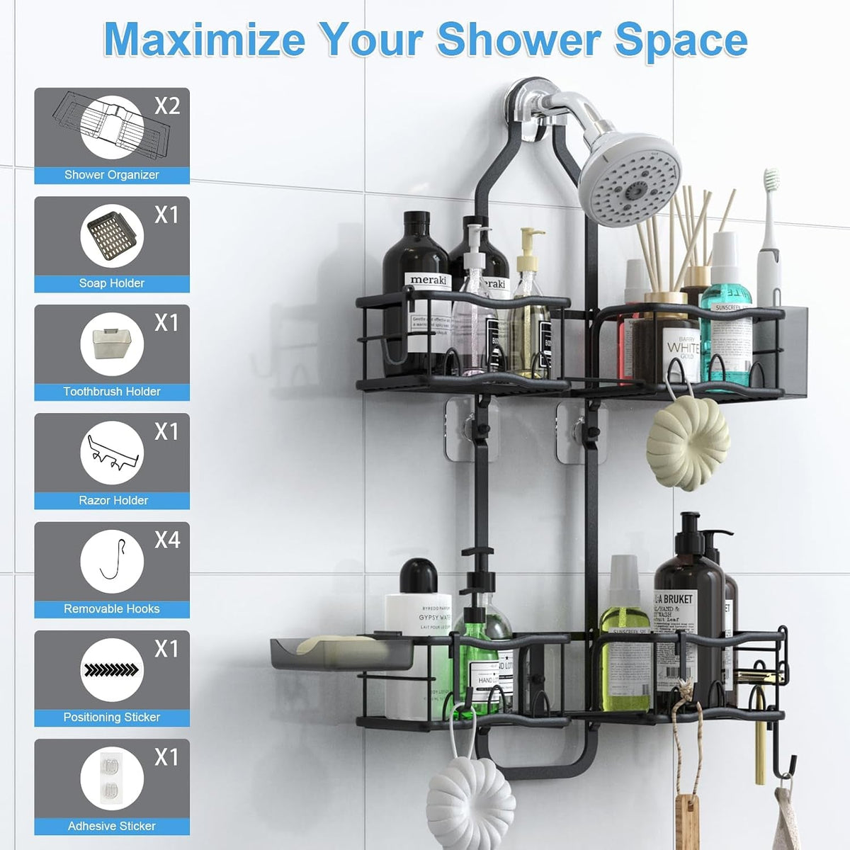 shower-caddy-hanging-organizer-over-showerhead-rustproof-black