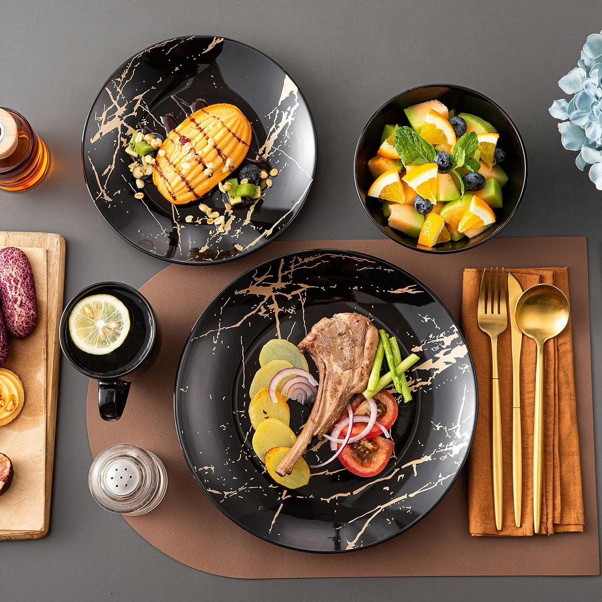black-plates-and-bowls-sets-for-4-porcelain-dinnerware-sets-16-piece-gold-splash-glaze-ceramic-dish-set-round-dinner-set-with-mugs-dishwasher-microwave-safe