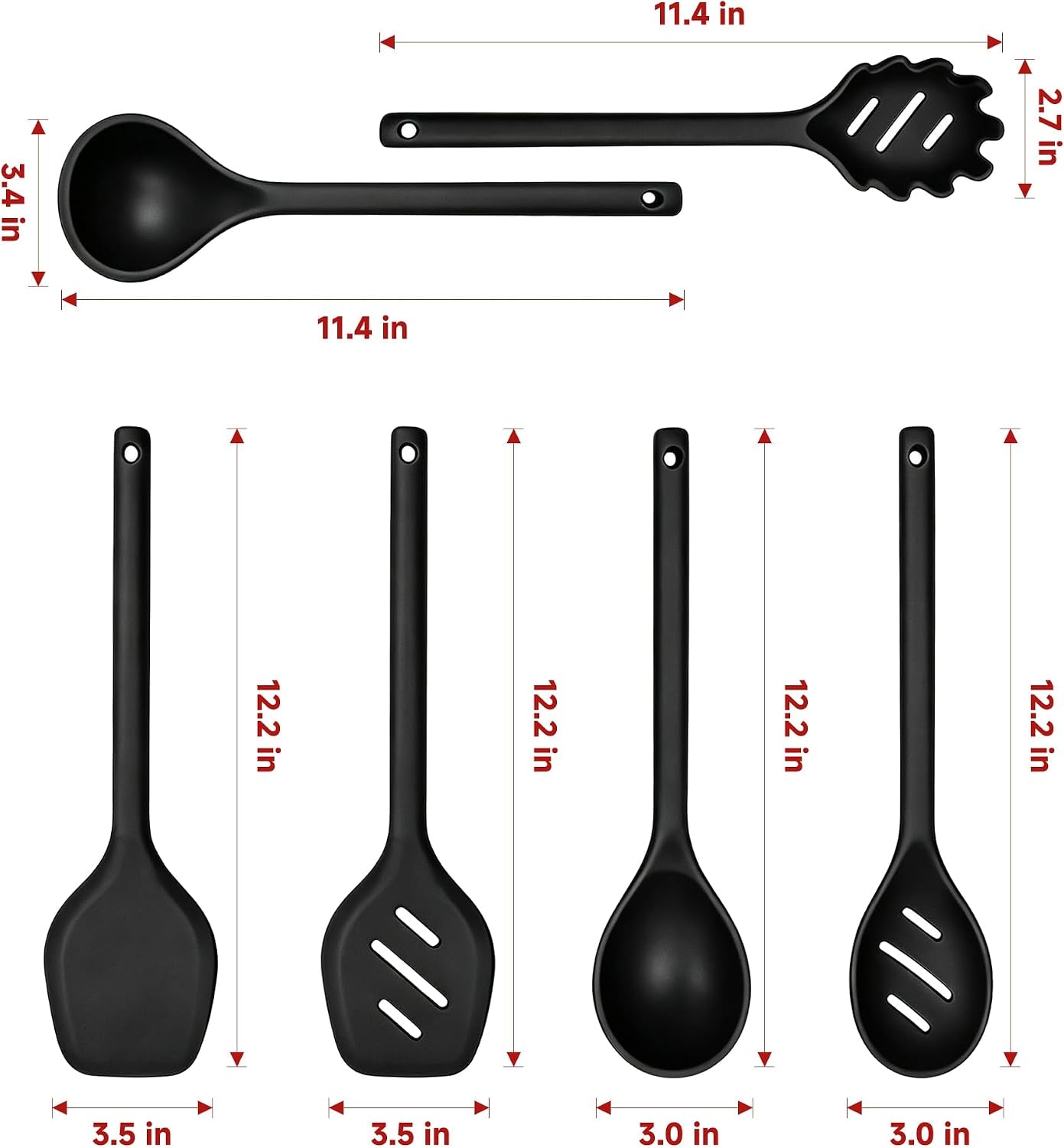 mejoncb-6-piece-silicone-cooking-utensils-set-heat-resistant-spatula-ladle-spoon-set-with-stainless-steel-handle-non-stick-cookware-kitchen-tools-black
