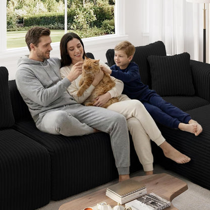 141" Modular Sectional Sofa, L Shape Plush Sectional Couch, Modern Cloud Design with Smarts Coil® Support, Boneless Sectional Couch for Large Living Room Apartment, No Assembly Required11