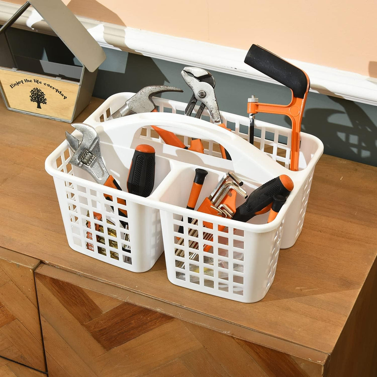 3-compartments-plastic-shower-caddy-basket-portable-divided-cleaning-supply-storage-organizer-with-handle-white