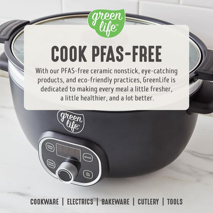 6QT Ceramic Nonstick Slow Cooker, Cooktop/Oven Safe, Black | Pfas-Free Nonstick Removeable Inner Pot, Dishwasher Safe Components, Programmable, Keep Warm, Delay Timer, Family Sized12