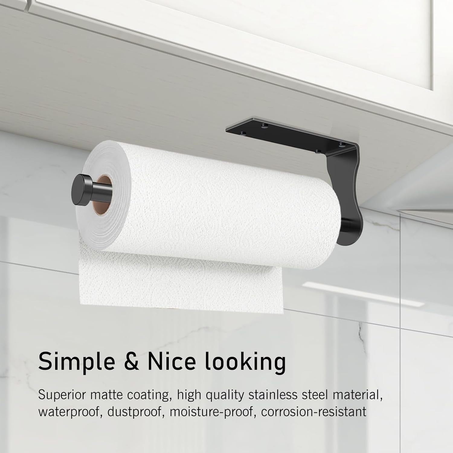 paper-towel-holder-single-hand-operable-paper-towel-holder-under-cabinet-with-adjustable-damper-easy-tear-wall-mount-self-adhesive-or-drilled-for-kitchen-bathroom-black