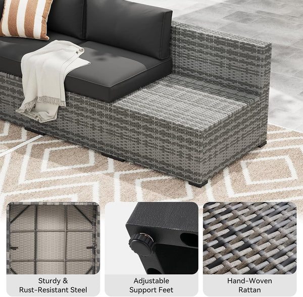7-Piece Patio Furniture Set, Wicker Outdoor Furniture with Thick Cushions7