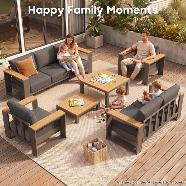 Patio Furniture Set for 7, ALL Aluminum Sofa, Thickened Cushions＆Frame8