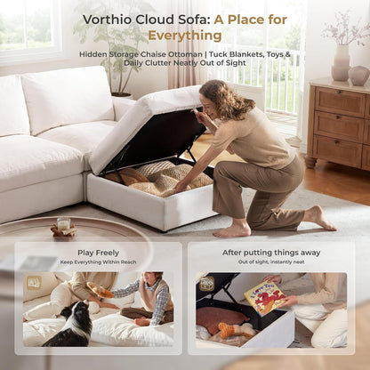 Cloud Couch Sectional 81.1'' Oversized Modular Deep Seat Sofa L Shaped Comfy White Cloud Couch with Washable Cover for Living Room Loveseat with Ottoman5