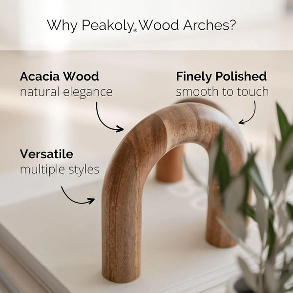 Wood Arch Bookshelf Decor - Modern Shelf Decor Accents, Decorative Objects for Coffee Table, Entryway Table Sculptures, Minimalist Home Decorations for TV Console, Built in Shelves and Mantle2
