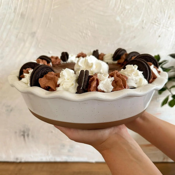 Mora Ceramic Deep Fluted Pie Dish for Baking - 9 Inch Porcelain Pie Plate for Apple, Quiche, Pot Pies, Tart, Etc. - Modern Farmhouse Style - Vanilla White7
