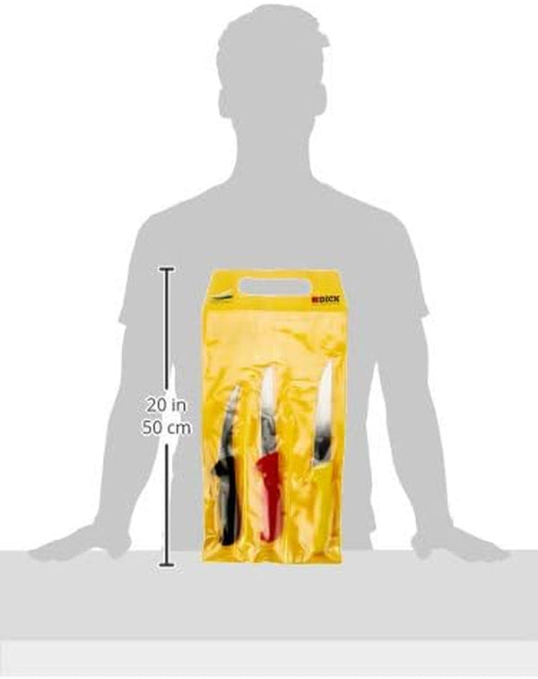 F. DICK - Ergogrip Knife Set 3 Pcs - Butcher Knife Set - Boning 5.1", Wide Boning 5.9" & Cut-Off 7.1" Knives & 56 HRC - Ideal for Processing Meat - NSF Certified - Stainless Steel - Made in Germany2