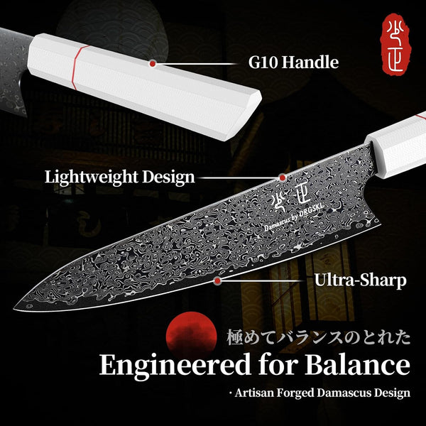 Damascus Chef Knife 8 Inch - VG10 Kitchen Knife for Meat Cutting4
