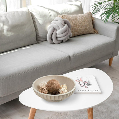 Large Decorative Bowl - Fruit Bowl for Kitchen Counter - Modern Decorative Bowl for Home Decor,Key Bowl for Entryway Table - Artificial Stone Beige2