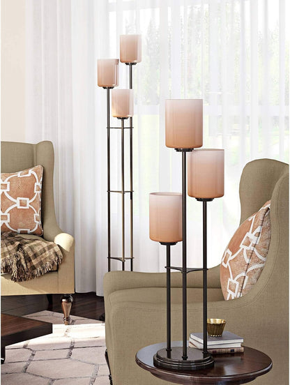 LS-20700D/BRZ Bess 3-Light Table Lamp with Amber-Glass Shades, Dark Bronze2
