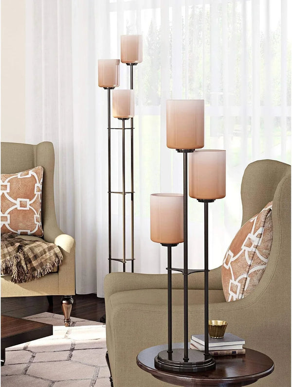 LS-20700D/BRZ Bess 3-Light Table Lamp with Amber-Glass Shades, Dark Bronze2