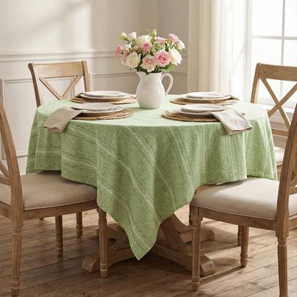 Sage Green Rectangular Tablecloth, 60×84 Inch, Farmhouse Decor2