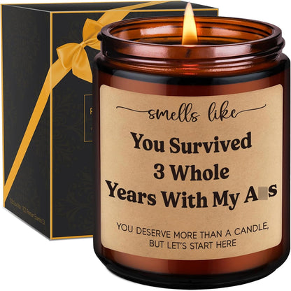 Leather Anniversary, 3Rd, 3 Year Anniversary Candle Gifts for Him, Her1