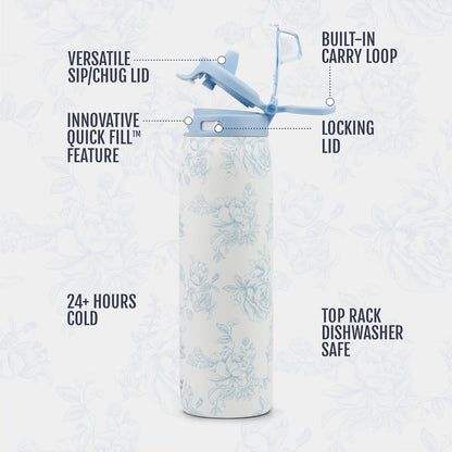 Pop & Fill Insulated Stainless Steel Water Bottle with Quick Fill Lid, Leakproof Locking, Sip or Chug Spout, Bpa-Free, Double Wall Vacuum Insulated for Sports, Travel & School- 22Oz / 32Oz / 40Oz4