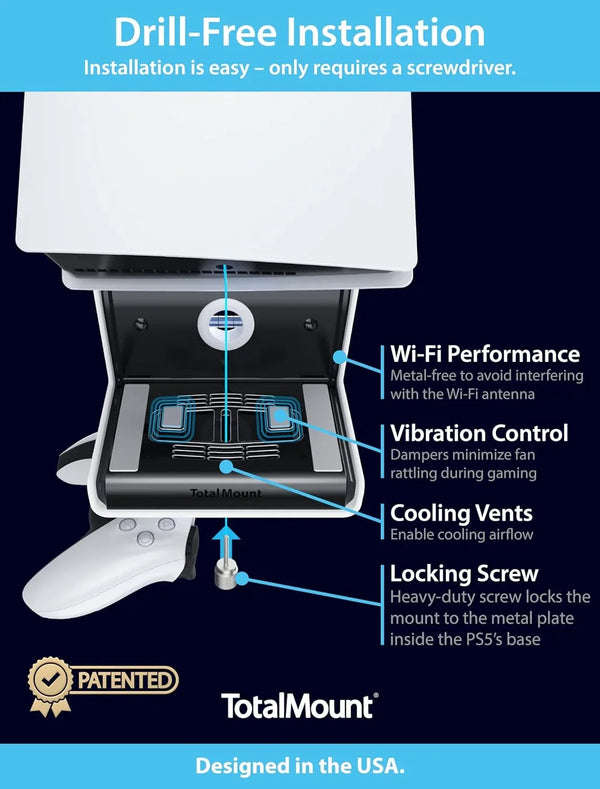 for All PS5 Models – Premium – Cooling – Level – Stops Vibration | Designed in USA – Wall Mount Compatible with All PS5 Models Including Slim, Pro, and Original – Dampers Minimize Fan Rattling4