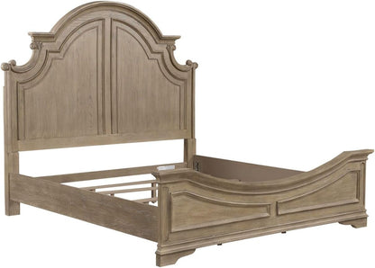 Liberty Furniture Magnolia Manor King Panel Bed Traditional Bedroom Wood Bed Frame - Weathered Bisque2