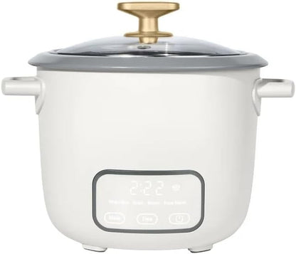 Wonderful Electric Rice Cooker 6-Cup COOKED, 3-Cup UNCOOKED, Ceramic Nonstick, Touch Display, Keep Warm 2 Hrs, 4 Presets, Glass Lid (White Icing)1