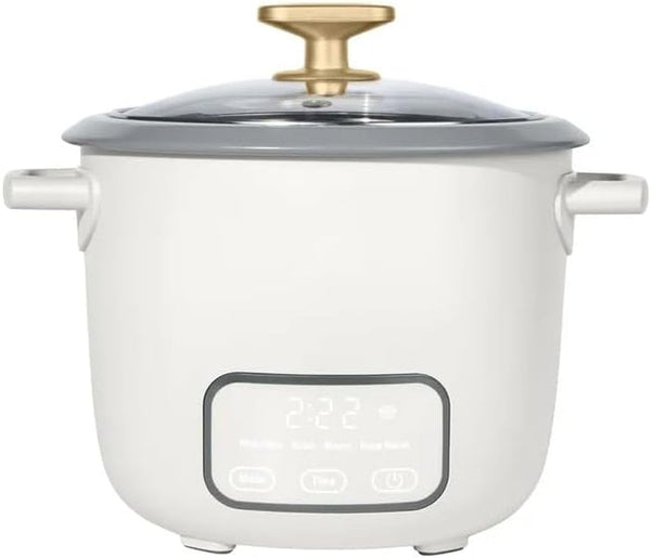 Wonderful Electric Rice Cooker 6-Cup COOKED, 3-Cup UNCOOKED, Ceramic Nonstick, Touch Display, Keep Warm 2 Hrs, 4 Presets, Glass Lid (White Icing)1