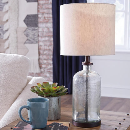 Signature Design by Ashley Bandile Seeded Glass Bedside Table Lamp, Bronze2