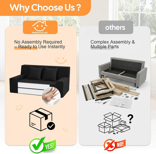 59" Boneless Couch Bed, Loveseat Futon Sofa, Small Space, Black7