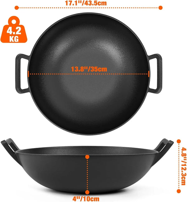 Cast Iron Wok for Weber Gourmet BBQ System | Universal Nonstick Stir-Fry Pan, for Multiple Cooktops Including Induction, Gas Stove, Range Oven, Campfire2
