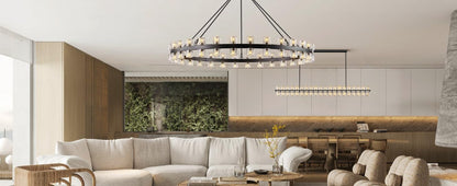 60 Inch Black Wagon Wheel Chandelier with Crystal Shade, 60 Lights, Large round Modern Farmhouse Style, Perfect for High Ceiling, Dining Room, Kitchen, Entryways, Foyer3