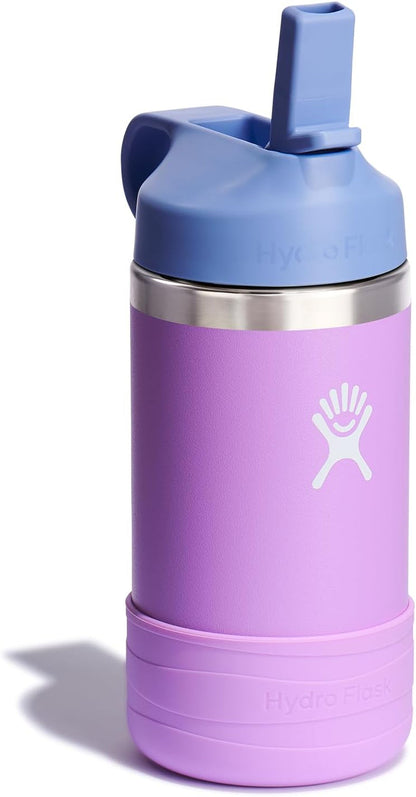 Hydro Flask Kids Water Bottle for School - Stainless Steel and Insulated with Straw Cap - 12 Oz in Anemone Purple2