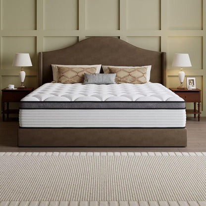 Full Size Mattress, 14 Inch Hybrid Bed in a Box, Green Tea & Cooling Gel Memory Foam, Certipur-Us Certified, Fiberglass-Free, Pressure Relief for Back Pain, Breathable & Safe Sleep3