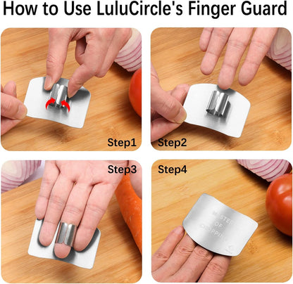 Finger Guards for Cutting, Stainless Steel Finger Guard for Cutting Food, Finger Protectors, Finger Protector, Avoid Hurting When Slicing and Dicing, 2 Pieces3