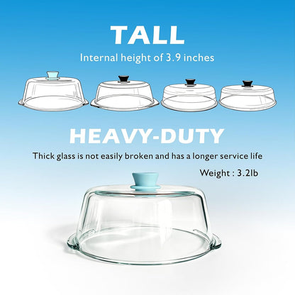 Tall Glass Microwave Splatter Cover for Food, 10In Food Grade Guard Lid | No Plastic, BPA Free, Dual Vents, Silicone Knob, 3.9In Tall for Bowl Covers, Microwave Lid for Food Heating, Dishwasher Safe7