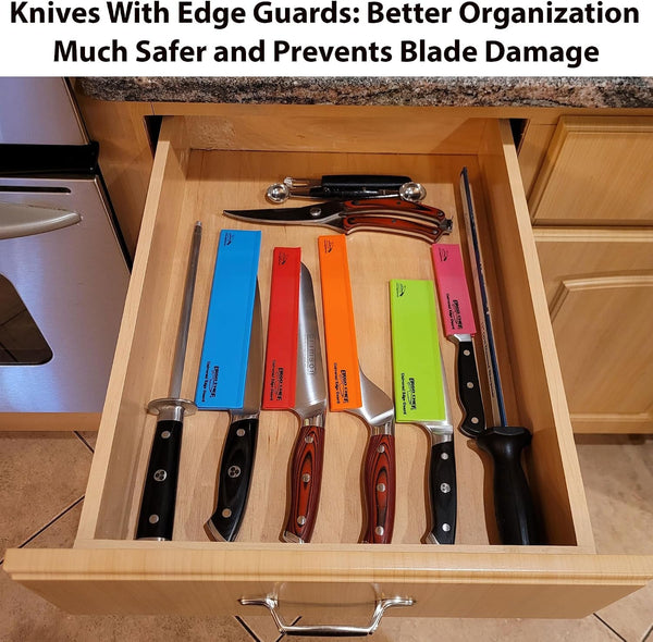 5Pc Universal Knife Edge Guard Set Multicolored / Multi-Sized / for Chef Knife, Santoku, Bread, Utility and Paring Knives5