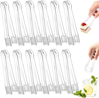 10Pcs Clear Plastic Serving Tongs, 6.3 Inches Small Disposable | Mini Plastic Tongs for Food, Party, Buffet, Salad, Appetizer, Ice, Candy, Catering, Fruit, Easy to Hold and Clean1