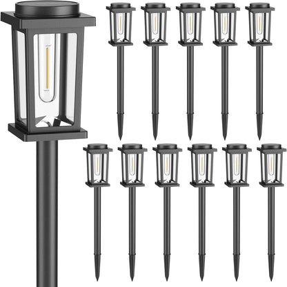 Solar Pathway Lights Outdoor, 12 Pack Solar Powered Garden Lights Waterproof, Auto On/Off Outdoor Landscape Lights for Patio, Walkway, Driveway, Lawn, Pool Decor. (Cold White)9