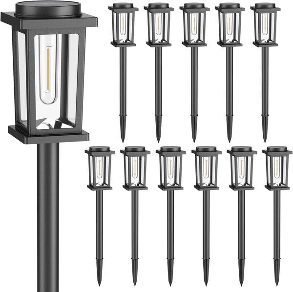 Solar Pathway Lights Outdoor, 12 Pack Solar Powered Garden Lights Waterproof, Auto On/Off Outdoor Landscape Lights for Patio, Walkway, Driveway, Lawn, Pool Decor. (Cold White)9