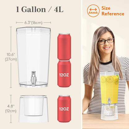 1 Gallon Drink Dispenser for Party with Leak-Proof Spigot, 2 Pcs | BPA Free Plastic, Removable Stand for Fridge Storage, Beverage Container for Juice/Tea/Lemonade Stand, Soda & Mimosa Bar2