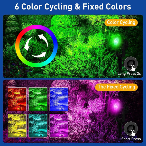 RGB Solar Landscape Spotlights IP65 Waterproof 4-In-1 Outdoor2