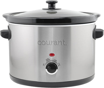 Slow Cooker 5.5 Quart Crock, with Easy Cooking Options, Dishwasher Safe Pot and Glass Lid, Stainless Steel4