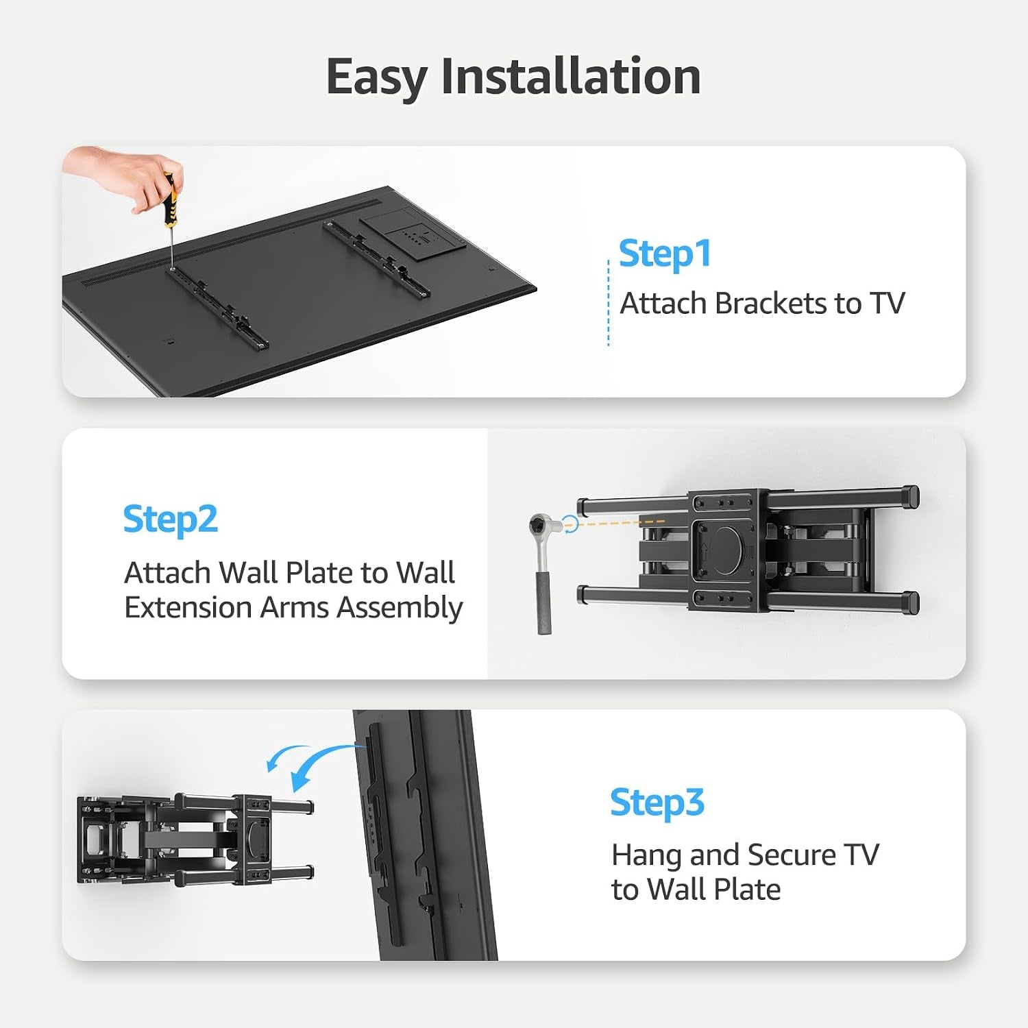full-motion-tv-wall-mount-for-most-40-85-inch-flat-tvs-up-to-110-lbs-wall-mount-bracket-with-dual-articulating-arms-tilt-level-swivel-tv-mount-fits-12-16-wood-stud-max-vesa-600x400mm