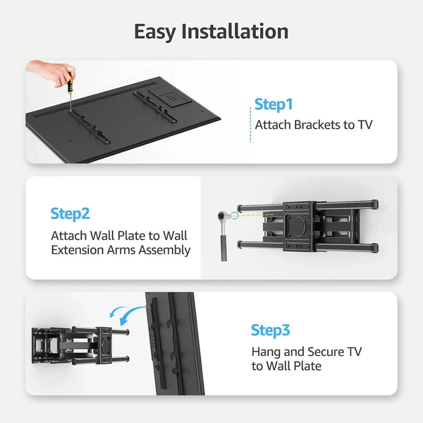 Full Motion TV Wall Mount for Most 40-85 Inch Flat Tvs up to 110 Lbs, Wall Mount Bracket with Dual Articulating Arms, Tilt, Level, Swivel, TV Mount Fits 12/16" Wood Stud, Max VESA 600X400Mm9