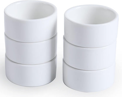 1 Oz Mini Porcelain Ramekins Set of 6 （White） | Set of 6 Mini Ramekins,30Ml,Ideal for Dips,Salsas,And Jams,Oven-Safe,Easy to Clean,Space-Saving Stackable Design,Ceramic1