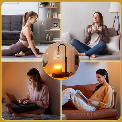 Candle Warmer Lamp Electric Timer - Candles Height Adjustable Dimmable Warmers Scented Flower Lamps No Flame Heat Warm Melt Wax Jar Modern Home Decor Table Lights for Home Living Bedroom7