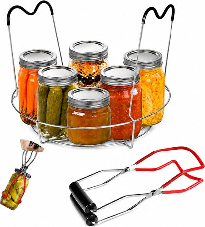 12In Stainless Steel Canning Rack with Contour Handles, Holds 7 Pint or 6 Quart Jars in Pressure Canner Pot1