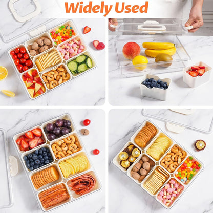 Snackle Box Container Dishwasher Safe Divided Serving Tray with Lid Handle | Charcuterie Board for Portable Snack Platters, Clear Organizer for Fruits Snacks, Perfect for Road Travel5