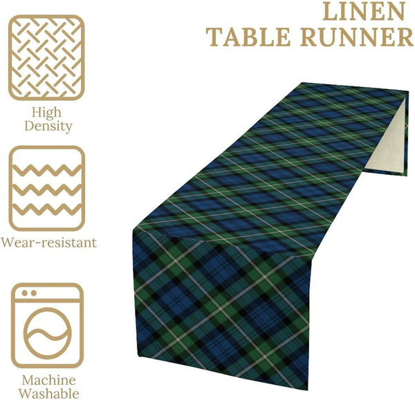 Retro Plaid Table Runner,Vintage Green Tartan Rustic Farmhouse Table Runner for Home Indoor Outdoor Kitchen Holiday Birthday Party Wedding Decor 13X36 Inch4