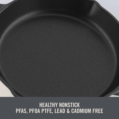 Zakarian by  11 Inch Nonstick Cast Iron Skillet, Titanium Ceramic Coated Frying Pan, Blue8